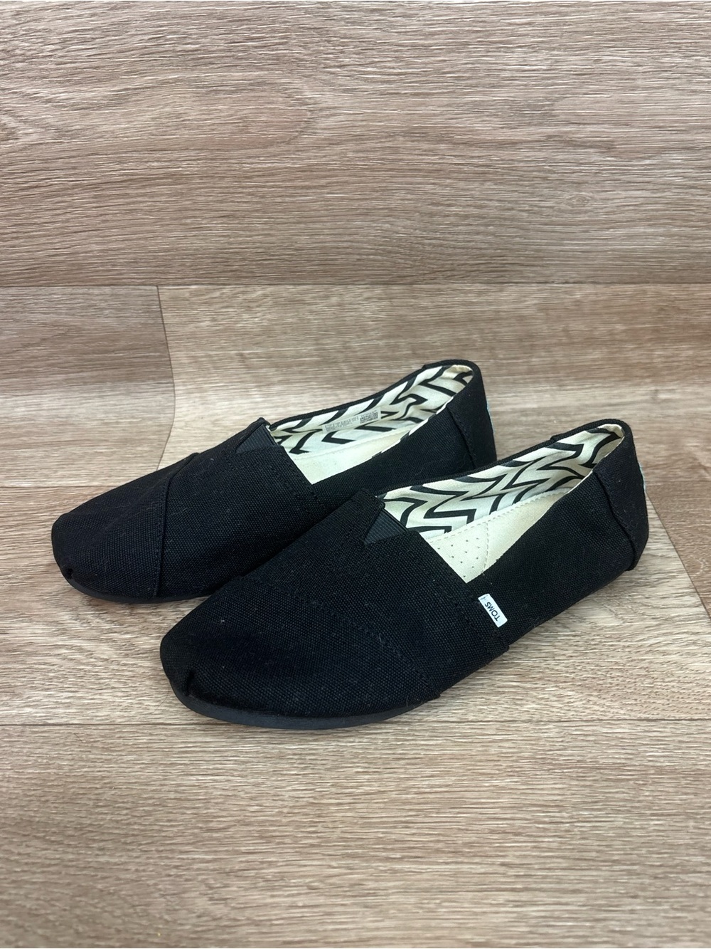 Toms Black Canvas Slip-On Shoes